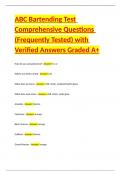ABC Bartending Test Comprehensive Questions &lpar;Frequently Tested&rpar; with Verified Answers Graded A&plus;