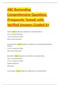 ABC Bartending Comprehensive Questions &lpar;Frequently Tested&rpar; and Verified Answers Graded A&plus;