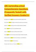ABC bartending school Comprehensive Questions &lpar;Frequently Tested&rpar; with Verified Answers Graded A&plus;