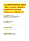 ABC Bartending School chapter 1-3 Comprehensive Questions &lpar;Frequently Tested&rpar; with Verified Answers Graded A&plus;