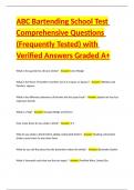 ABC Bartending School Test Comprehensive Questions &lpar;Frequently Tested&rpar; and Verified Answers Graded A&plus;