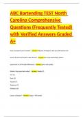 ABC Bartending TEST North Carolina Comprehensive Questions &lpar;Frequently Tested&rpar; with Verified Answers Graded A&plus;