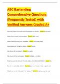 ABC Bartending Comprehensive Questions &lpar;Frequently Tested&rpar; with Verified Answers Graded A&plus;