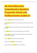 abc bartending exam Comprehensive Questions &lpar;Frequently Tested&rpar; with Verified Answers Graded A&plus;