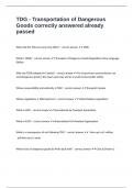 TDG - Transportation of Dangerous Goods correctly answered already passed