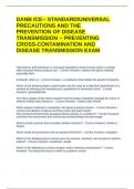 DANB ICE-- STANDARD&sol;UNIVERSAL PRECAUTIONS AND THE PREVENTION OF DISEASE TRANSMISSION -- PREVENTING CROSS-CONTAMINATION AND DISEASE TRANSMISSION EXAM QUESTIONS WITH CORRECT ANSWERS