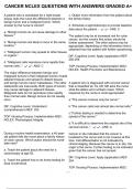 CANCER NCLEX QUESTIONS WITH ANSWERS GRADED A&plus;