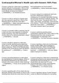 Contraceptive&sol;Woman's Health quiz with Answers 100&percnt; Pass