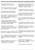 Drivers License Exam Study Guide with Complete Solutions