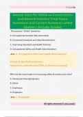 Answer Keys for OSHA 10 Construction  and General Industry Final Exam  Questions and Correct Answers&sol; Latest  Update &sol; Already Graded