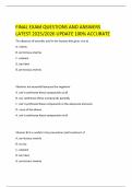 FINAL EXAM QUESTIONS AND ANSWERS LATEST 2025&sol;2026 UPDATE 100&percnt; ACCURATE