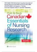 TEST BANK FOR Polit & Beck Canadian Essentials of Nursing Research 4th Edition By Kevin Woo &vert;&vert;ISBN&semi; 9781975109691 &vert;&vert;All Chapters 1-18 Fully Covered&comma; Complete Guide A&plus;&vert;&vert;LATEST VERSION&vert;&vert;&period;