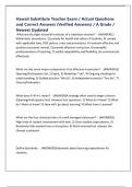 Hawaii Substitute Teacher Exam &sol; Actual Questions and Correct Answers &lpar;Verified Answers&rpar; &sol; A Grade &sol; Newest Updated