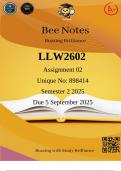 LLW2602 Assignment 02 2025 (898414) Semester 2 (Comprehensive Answers) Due 5 September 2025