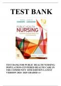 Test Bank &ndash; Public Health Nursing&colon; Population-Centered Health Care in the Community&comma; 10th Edition &lpar;Stanhope&rpar; &vert; Latest 2024&ndash;2025 Version &vert; Graded A&plus;