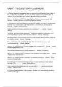 MGMT 170 QUESTIONS & ANSWERS
