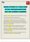 SOCIAL STUDIES 10-1 FINAL EXAM ACTUAL 2025&sol;2026 QUESTIONS AND 100&percnt; CORRECT ANSWERS