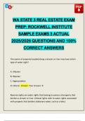 WA STATE 3 REAL ESTATE EXAM PREP&colon; ROCKWELL INSTITUTE SAMPLE EXAMS 3 ACTUAL 2025&sol;2026 QUESTIONS AND 100&percnt; CORRECT ANSWERS