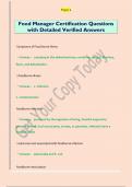 Food Manager Certification Questions  with Detailed Verified Answers