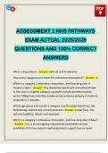ASSESSMENT 2 NHS PATHWAYS EXAM ACTUAL 2025&sol;2026 QUESTIONS AND 100&percnt; CORRECT ANSWERS