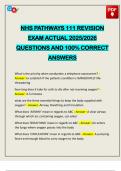 NHS PATHWAYS 111 REVISION EXAM ACTUAL 2025&sol;2026 QUESTIONS AND 100&percnt; CORRECT ANSWERS