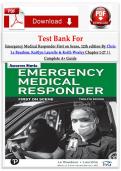 Test Bank For Emergency Medical Responder First on Scene&comma; 12th edition By Chris Le Baudour&comma; Kaitlyn Laurelle & Keith Wesley Chapter 1-27&comma; Isbn-9780138100407 &vert;&vert; Complete A&plus; Guide