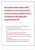 Navy Surface Warfare Officer &lpar;SWO&rpar;  Qualification Practice Exam Questions  And Correct Answers &lpar;Verified Answers&rpar;  Plus Rationales 2025&vert;2026 Q&A &vert;  Instant Download Pdf