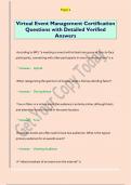 Virtual Event Management Certification  Questions with Detailed Verified  Answers