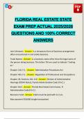 FLORIDA REAL ESTATE STATE EXAM PREP ACTUAL 2025&sol;2026 QUESTIONS AND 100&percnt; CORRECT ANSWERS