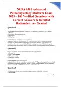 NURS 6501 &sol; NURS6501 Advanced Pathophysiology Exam Bundle 2025&sol;2026 &ndash; Midterm &plus; Final Exams with 100&percnt; Verified Correct Answers and Expert Rationales &vert; Chamberlain University