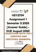 HSY3704 Assignment 1 Semester 2 2025 &lpar;Answer Guide&rpar; - DUE August 2025