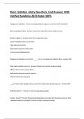 Basic radiation safety Questions And Answers With Verified Solutions 2025 Rated 100&percnt;