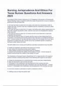 Test bank for Nursing Jurisprudence And Ethics For Texas Nurses Questions And Answers 2023