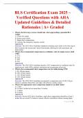 BLS Certification Exam 2025 &ndash; Verified Questions with AHA Updated Guidelines & Detailed Rationales &vert; A&plus; Graded
