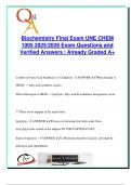 Biochemistry Final Exam &ndash; UNE CHEM 1005 &vert; 2025&sol;2026 &vert; 100&plus; A&plus; Verified Q&A &vert; Fatty Acid Metabolism&comma; Lipoproteins&comma; Urea Cycle&comma; Protein Turnover&comma; Amino Acid Catabolism&comma; Purine & Pyrimidine Synthesis