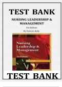 TEST BANK NURSING LEADERSHIP &  MANAGEMENT 3rd Edition By Patricia Kelly
