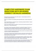 COMPUTER HARDWARE EXAM QUESTIONS WITH REVIEWED CORRECT DETAILED ANSWERS 