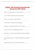 English - Miss Peregrine Exam Questions  and Answers 100&percnt; Solved 