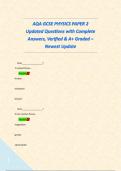AQA GCSE PHYSICS PAPER 2 Updated Questions with Complete Answers&comma; Verified & A&plus; Graded &ndash; Newest Update