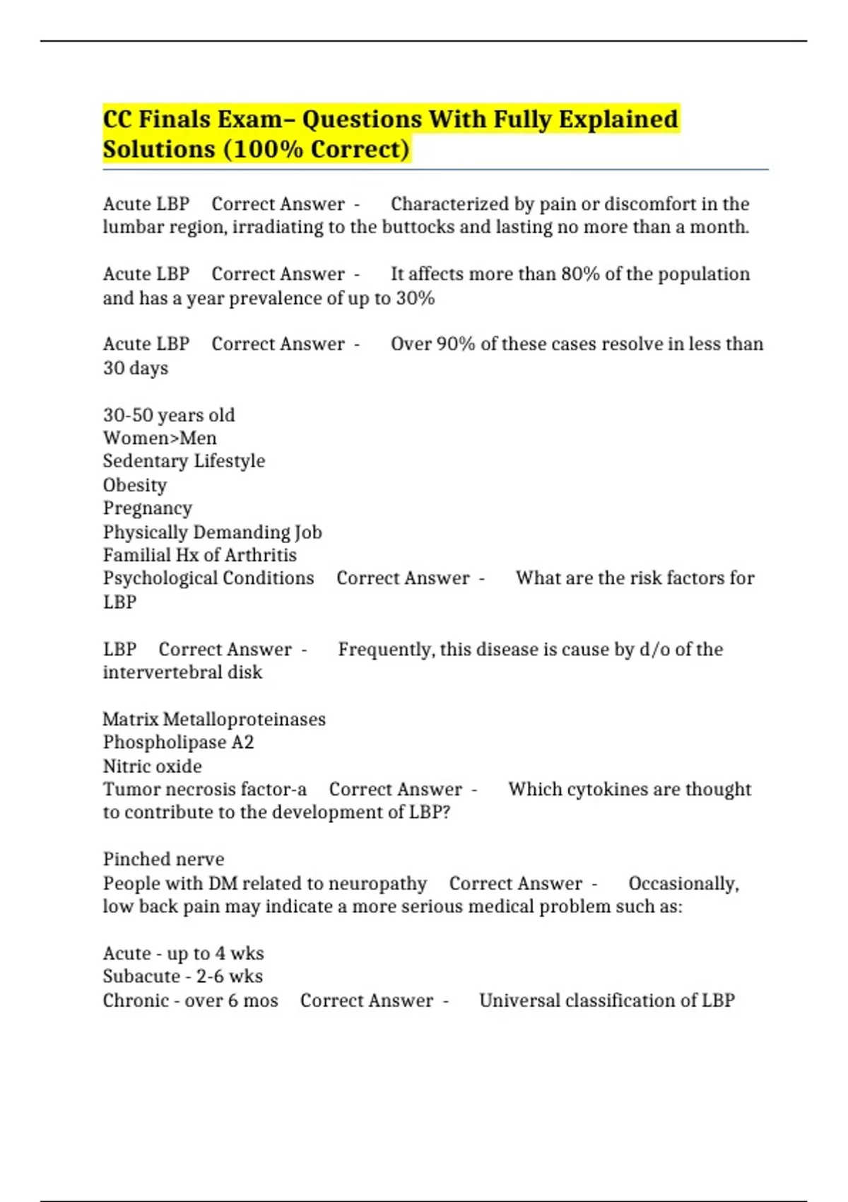 CC Finals Exam– Questions With Fully Explained Solutions (100% Correct ...
