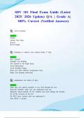 SDV 101 Final Exam Guide &lpar;Latest 2025&sol; 2026 Update&rpar; Q&sol;A &vert; Grade A&vert; 100&percnt; Correct &lpar;Verified Answers&rpar;