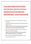 Texas Home Builder License Practice  Exam Questions And Correct Answers  &lpar;Verified Answers&rpar; Plus Rationales  2025&vert;2026 Q&A &vert; Instant Download Pdf 