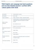 TEAS English and Language test bank questions  and accurate detailed answers verified 100&percnt;  latest update 2025-2026