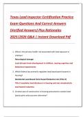 Texas Lead Inspector Certification Practice  Exam Questions And Correct Answers  &lpar;Verified Answers&rpar; Plus Rationales  2025&vert;2026 Q&A &vert; Instant Download Pdf 