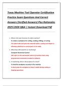 Texas Machine Tool Operator Certification  Practice Exam Questions And Correct  Answers &lpar;Verified Answers&rpar; Plus Rationales  2025&vert;2026 Q&A &vert; Instant Download Pdf