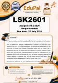 LSK2601 Assignment 2 &lpar;COMPLETE ANSWERS&rpar; 2026 - DUE 27 July 2026