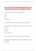 NSCA CSCS Nutrition Multiple choice Exam  Questions and Answers Verified by Experts 