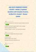 AQA GCSE COMBINED SCIENCE PHYSICS - PAPER 2 &sol; Updated Questions with Complete Answers&comma; Verified & A&plus; Graded &ndash; Newest Update