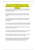 General Aircraft Maintenance Exam Questions with 100&percnt; Verified Correct Answers