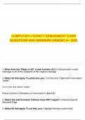 COMPUTER LITERACY ASSESSMENT EXAM QUESTIONS AND ANSWERS GRADED A&plus; 2025